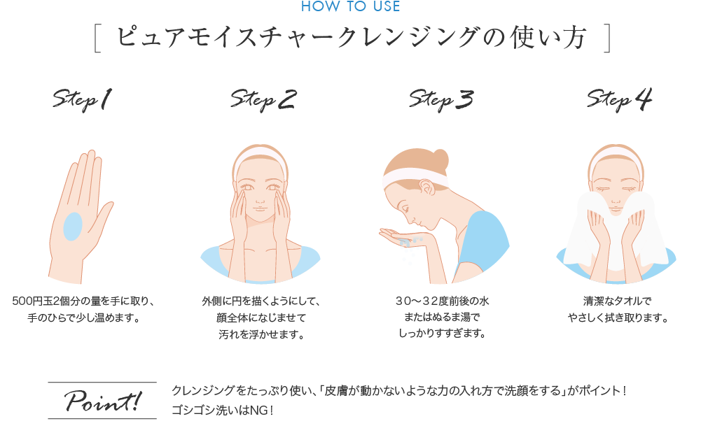 ピュアモイスチャークレンジングの使い方