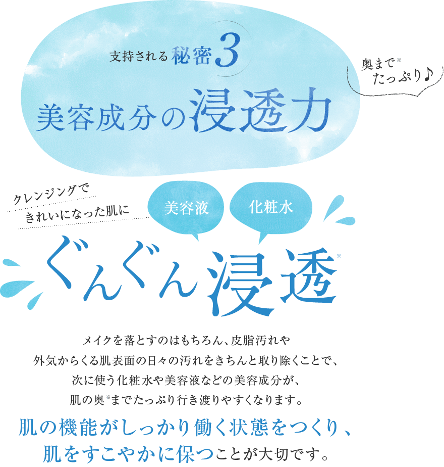 お肌の機能がしっかり働く状態をつくり、お肌をすこやかに保つことが大切です。