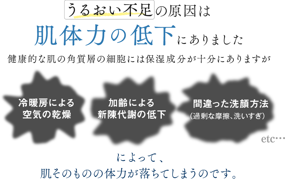 潤い不足の原因は肌体力の低下にありました