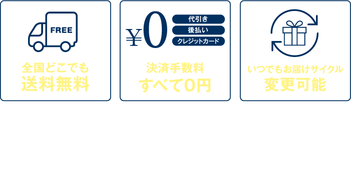 全国どこでも送料無料　決済手数料すべて0円　いつでもお届けサイクル変更可能